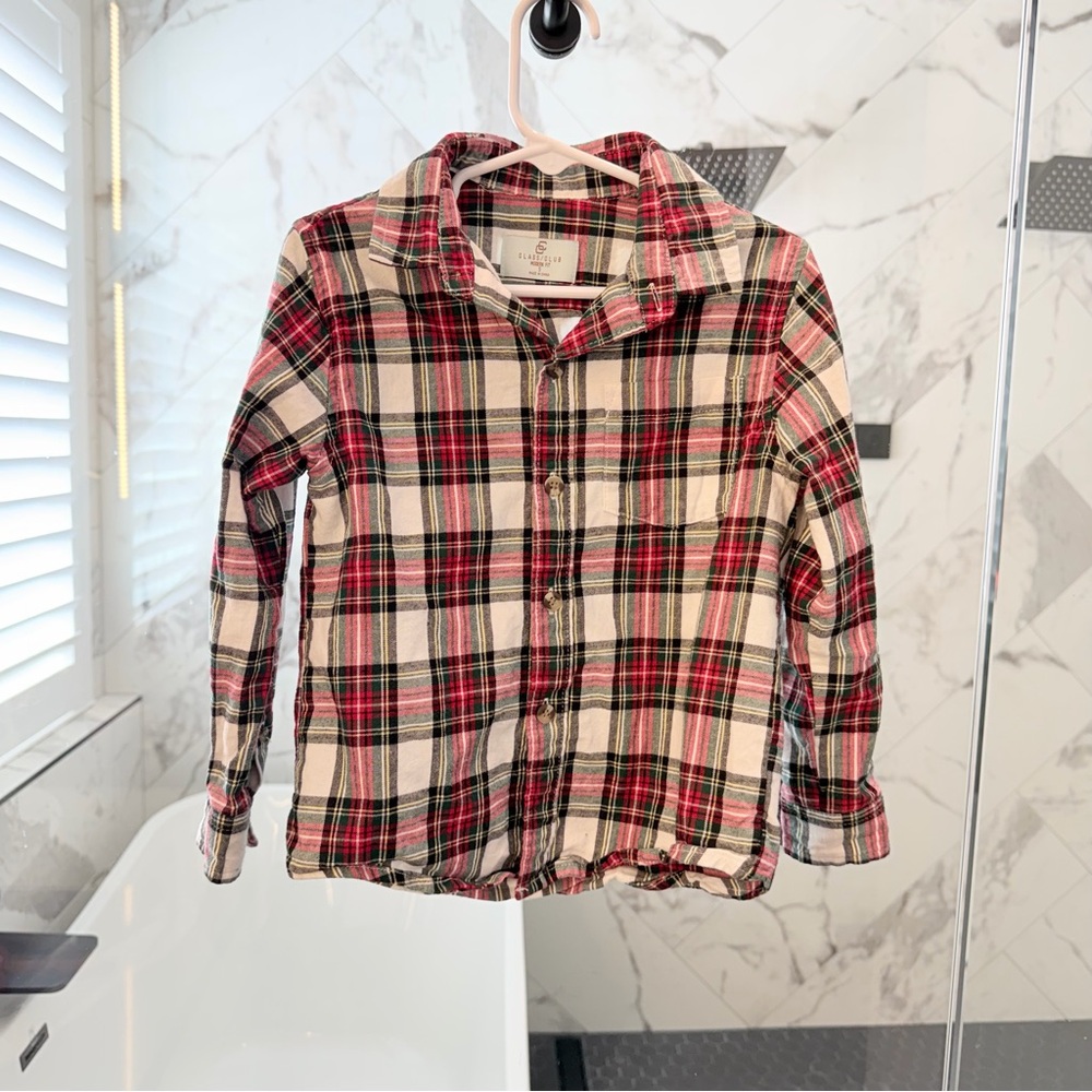 Class Club Plaid Button Down Shirt - Red, Black, and White
